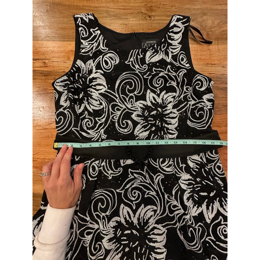 Alex Evenings Black Silver Sequin Floral Sheath Dress 14W - Picture 13 of 14